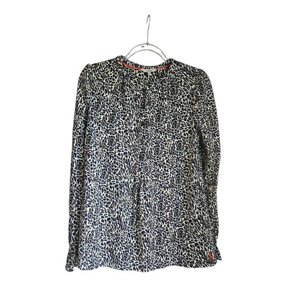 Joules Eliana Womens 6 Top Greyfeather 1/2 Button Down Smocked Ruffle Sleeves - Picture 1 of 9